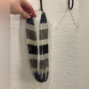 Smokey blue, charcoal gray, silver and black beaded necklace